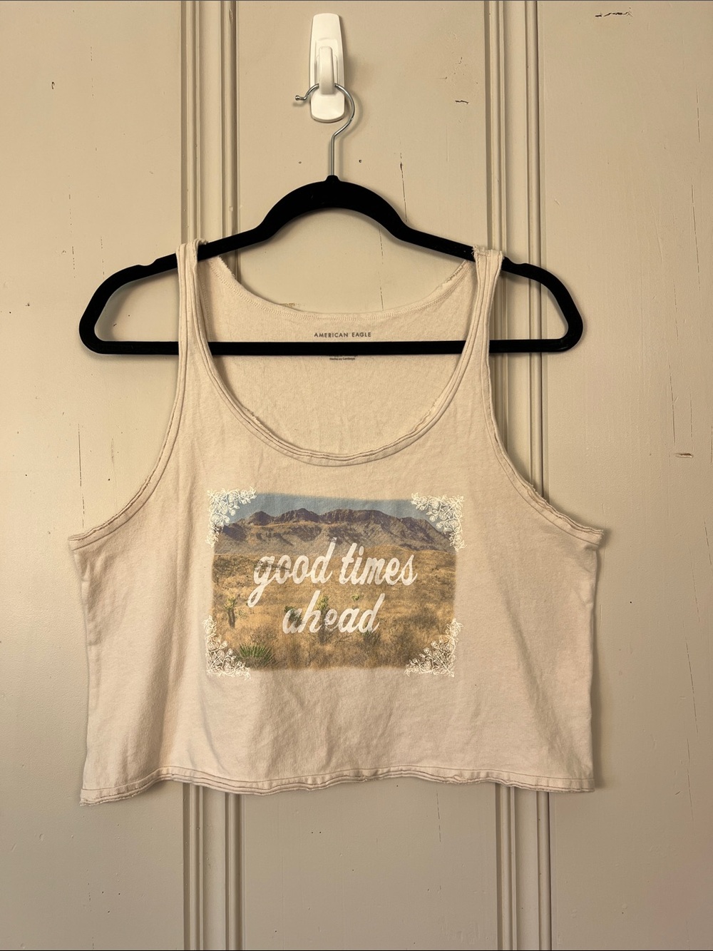 American Eagle Desert Graphic Crop Tank XS Neutral Coastal‎ Boho